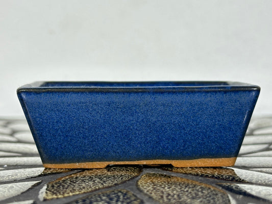Preowned Japanese Tokoname Glazed Rectangular Bonsai Pot - 3.25” By 2.25”