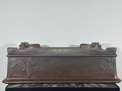 Preowned Japanese Tokoname Unglazed Rectangular Bonsai Pot Senkouen - 18” By 13.25”