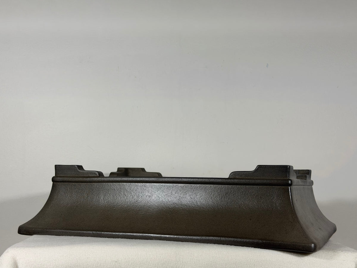 Preowned Japanese Tokoname Unglazed Rectangular Bonsai Pot Gyouzan Nakano - 16.5” x 12” x 4”