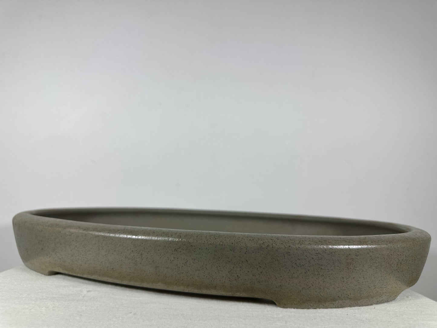 Preowned Japanese Tokoname Unglazed Oval Shallow Bonsai Pot Seizan - 20.75” By 14.75”