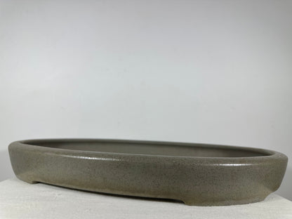 Preowned Japanese Tokoname Unglazed Oval Shallow Bonsai Pot Seizan - 20.75” By 14.75”