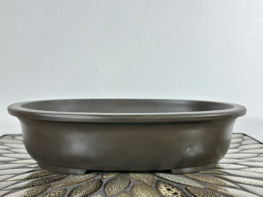Preowned Japanese Tokoname Unglazed Oval Bonsai Pot - 10.75” By 7.75”