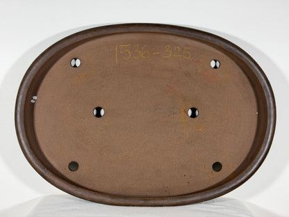 Preowned Japanese Tokoname Unglazed Shallow Oval Bonsai Pot Seizan - 20.5” x 14.75” x 2.25”
