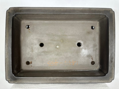 Preowned Japanese Tokoname Unglazed Rectangular Bonsai Pot Seizan - 19.5” By 13.5”