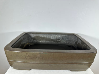 Preowned Japanese Tokoname Unglazed Rectangular Bonsai Pot Eiraku - 17” By 12.75”