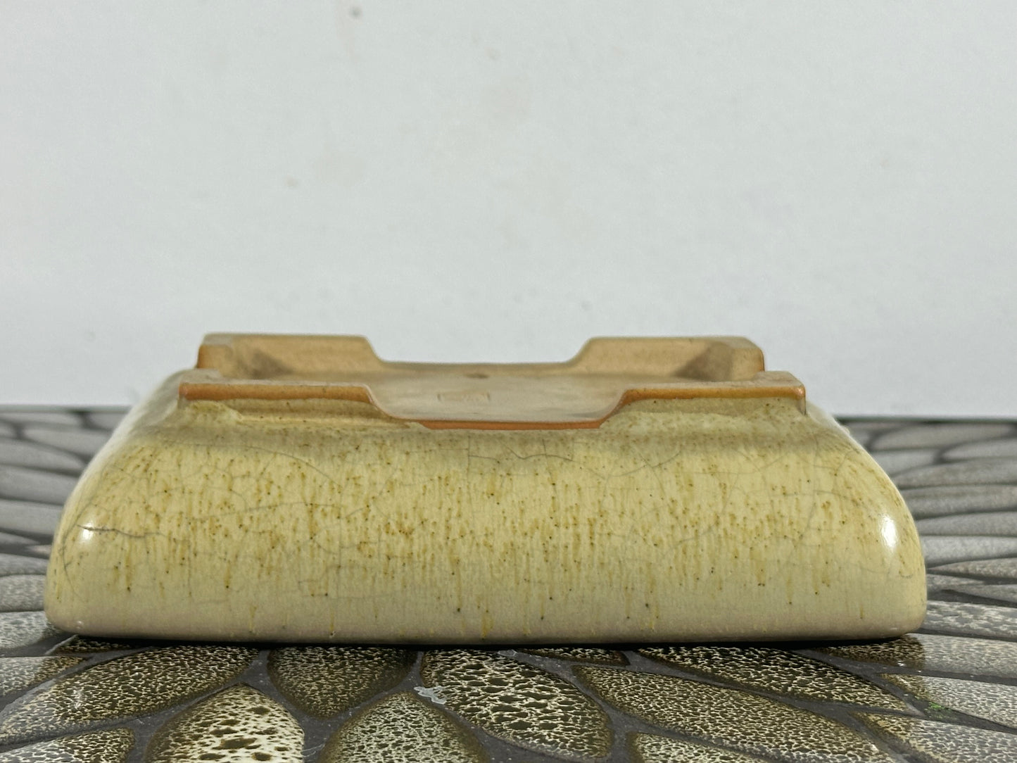 Preowned Japanese Tokoname Glazed Rectangular Bonsai Pot Bigei - 6” By 4.5”