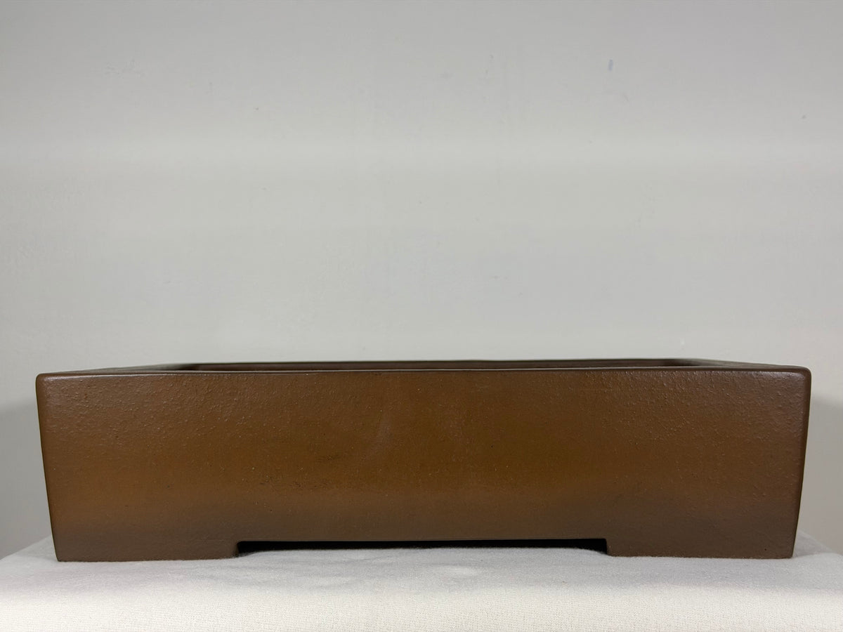Preowned Japanese Tokoname Unglazed Rectangular Bonsai Pot Kizan - 15” By 11.5”