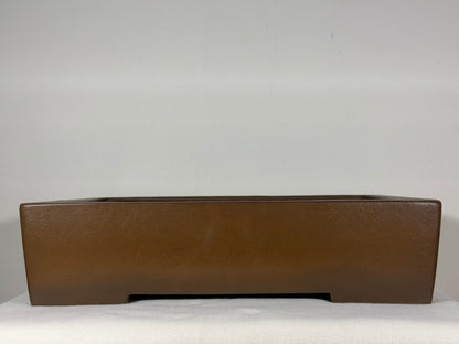 Preowned Japanese Tokoname Unglazed Rectangular Bonsai Pot Kizan - 15” By 11.5”
