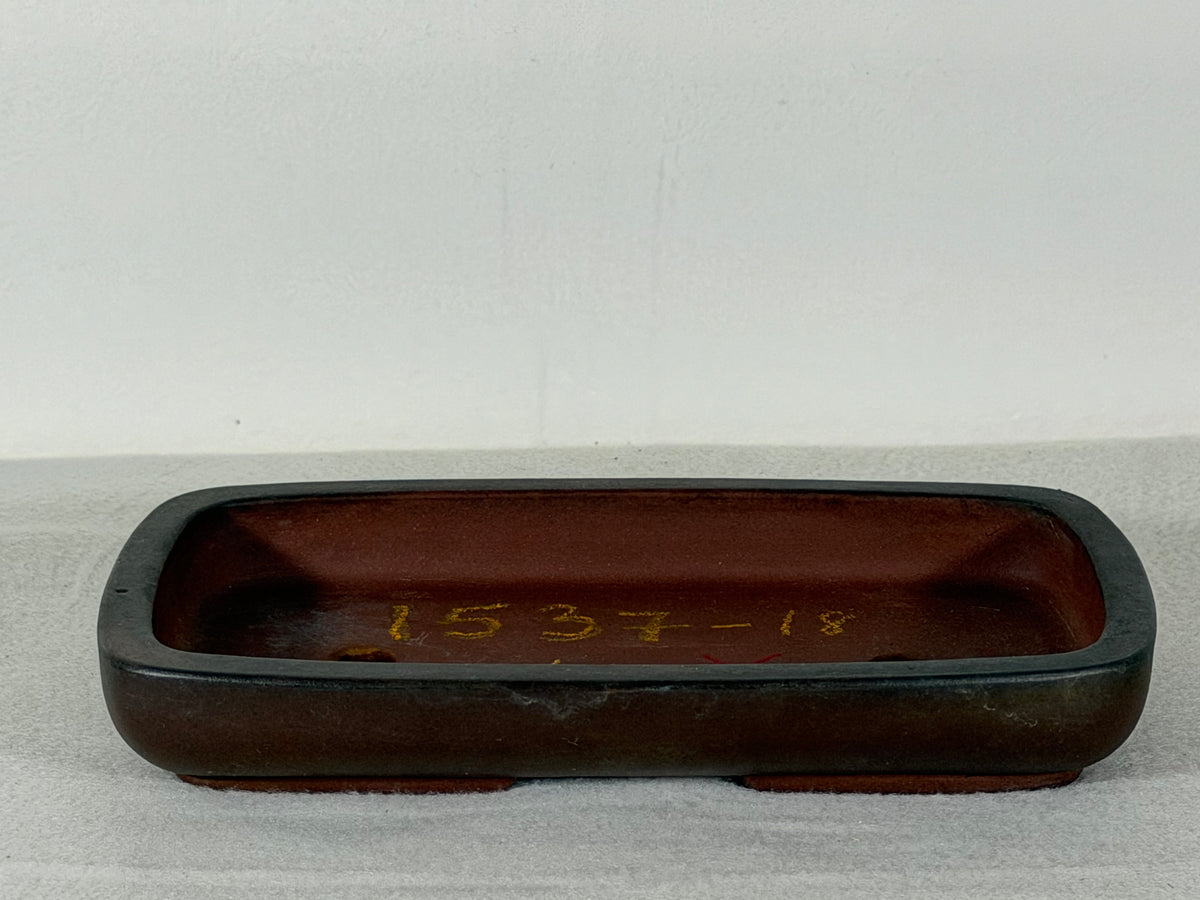 Preowned Old China Unglazed Shallow Rectangular Bonsai Pot - 8.25” x 5” x 1.25”