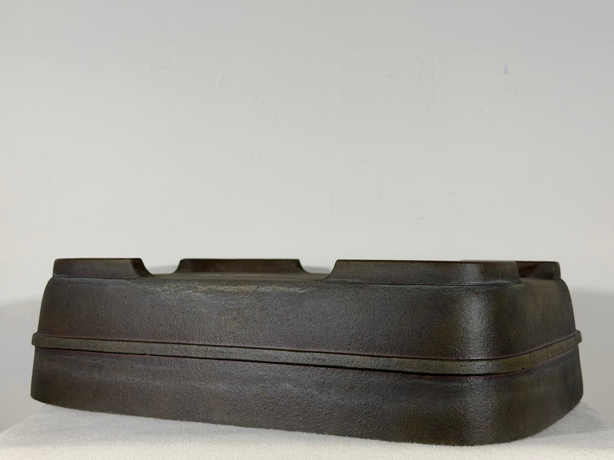 Preowned Japanese Tokoname Unglazed Rectangular Bonsai Pot Kisen - 16.25” x 13” x 4 3/8”