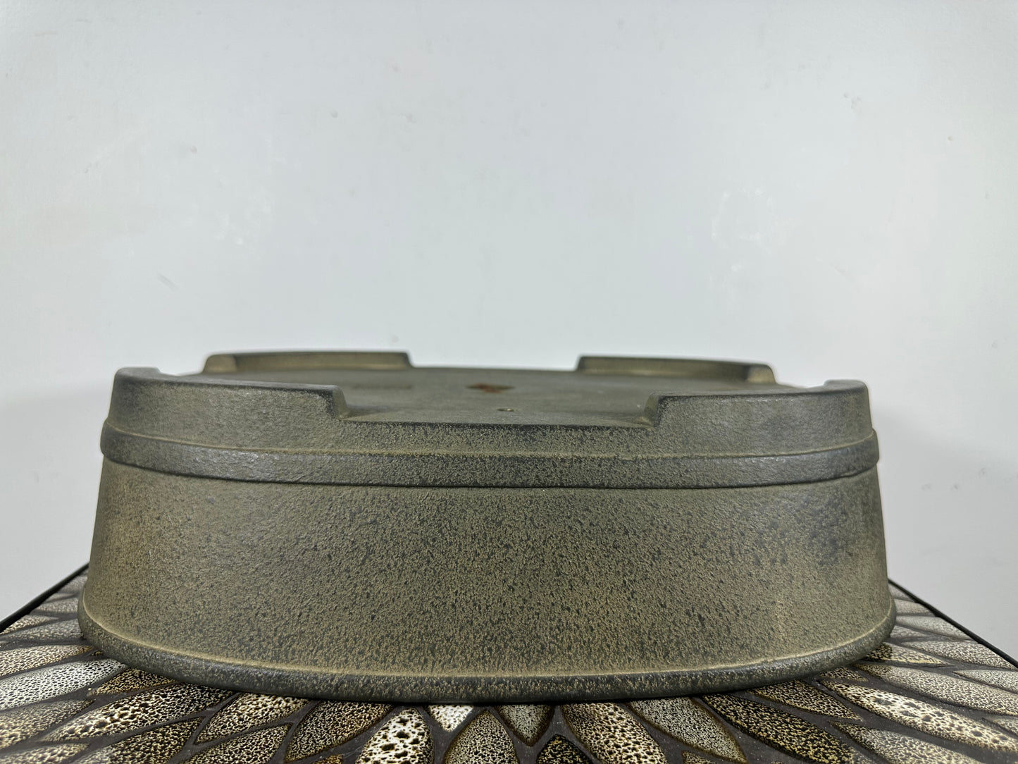 Preowned Vintage Japanese Tokoname Unglazed Oval Bonsai Pot Koyo - 14.5” By 11”