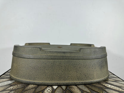 Preowned Vintage Japanese Tokoname Unglazed Oval Bonsai Pot Koyo - 14.5” By 11”