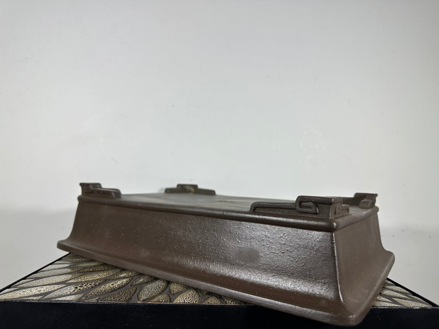 Preowned Vintage Japanese Tokoname Unglazed Rectangular Bonsai Pot Kataoka - 16.5” By 11.75”