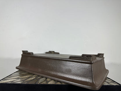 Preowned Vintage Japanese Tokoname Unglazed Rectangular Bonsai Pot Kataoka - 16.5” By 11.75”