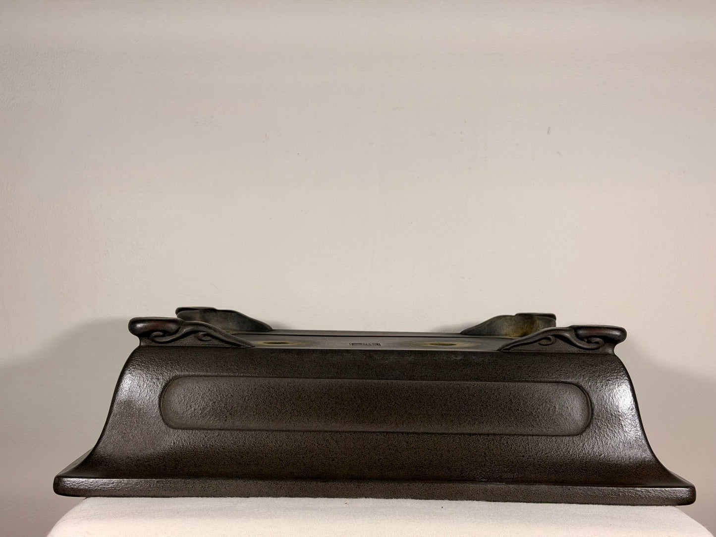 Preowned Japanese Tokoname Unglazed Rectangular Bonsai Pot Eiraku - 18” By 13.5”