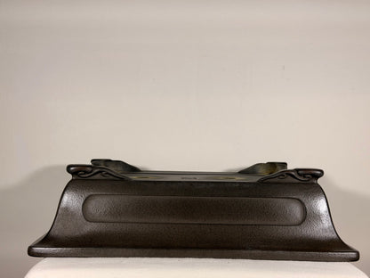 Preowned Japanese Tokoname Unglazed Rectangular Bonsai Pot Eiraku - 18” By 13.5”
