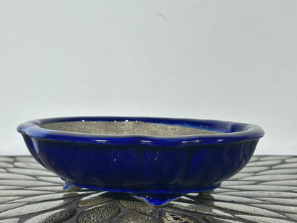 Preowned Japanese Tokoname Mokko Style Glazed Bonsai Pot Satomi - 7 1/8” By 6”