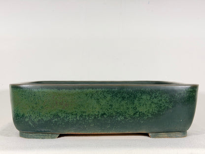 Preowned Japanese Tokoname Glazed Rectangular Bonsai Pot Syuhou Yoshimura - 13.75” By 10.5”