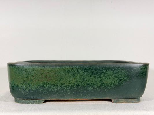 Preowned Japanese Tokoname Glazed Rectangular Bonsai Pot Syuhou Yoshimura - 13.75” By 10.5”