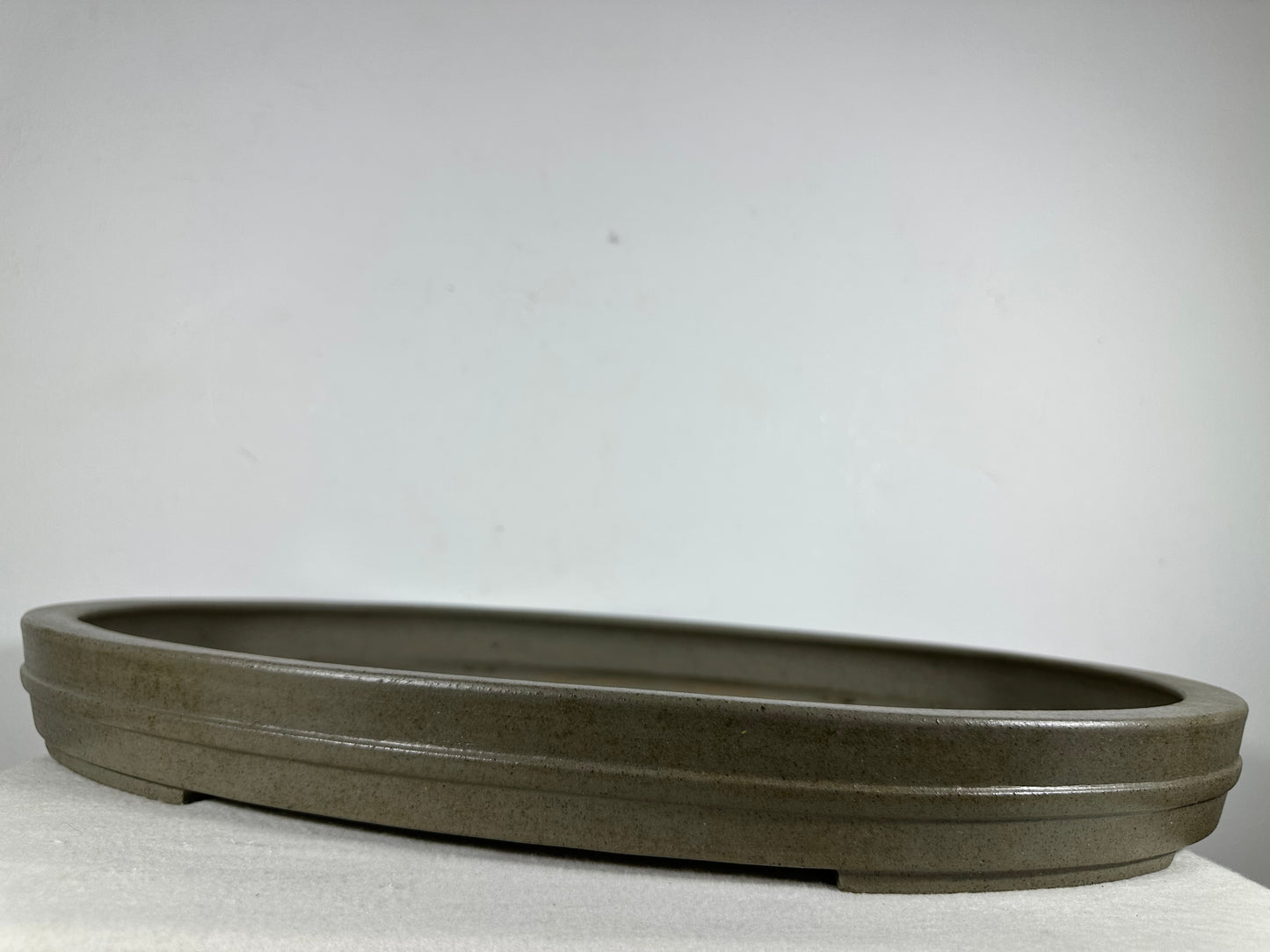 Preowned Japanese Tokoname Oval Shallow Bonsai Pot Seizan - 20.5” By 14.5”