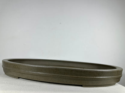 Preowned Japanese Tokoname Oval Shallow Bonsai Pot Seizan - 20.5” By 14.5”