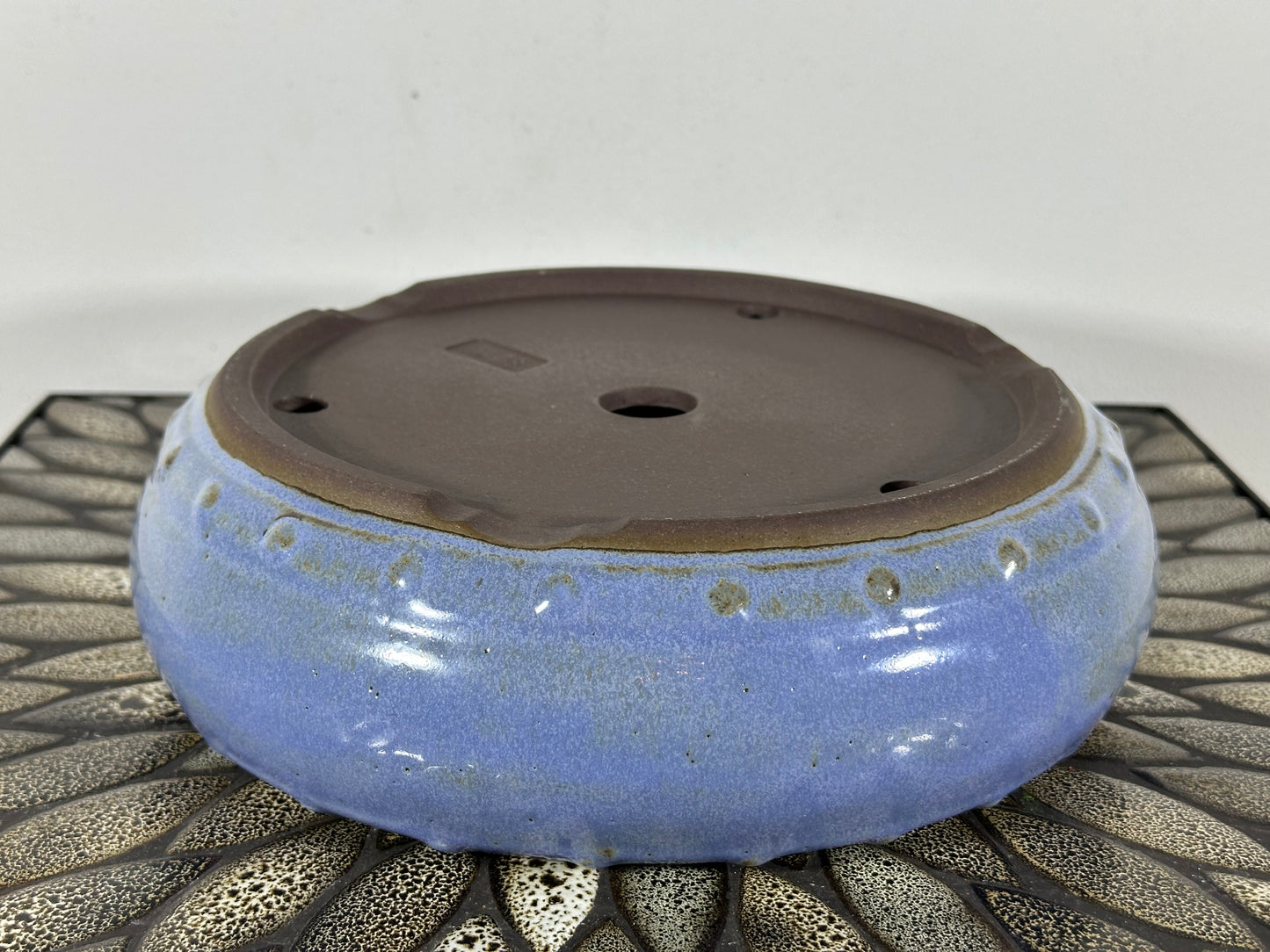 Preowned Japanese Tokoname Drum Style Bonsai Pot Yamaaki - 10” By 2 7/8”