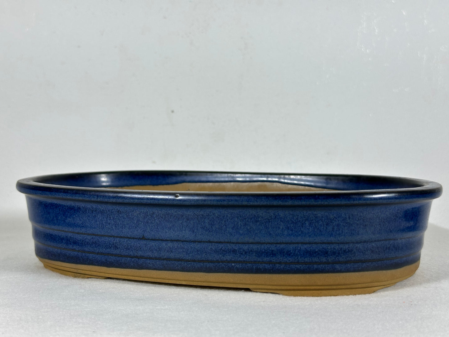 Preowned Japanese Tokoname Glazed Oval Bonsai Pot - 10.5” By 7”
