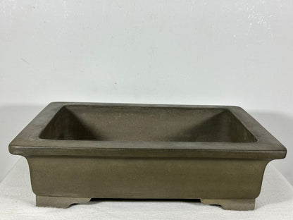 Preowned Japanese Tokoname Unglazed Rectangular Bonsai Pot Seizan - 12.75” By 9.5”