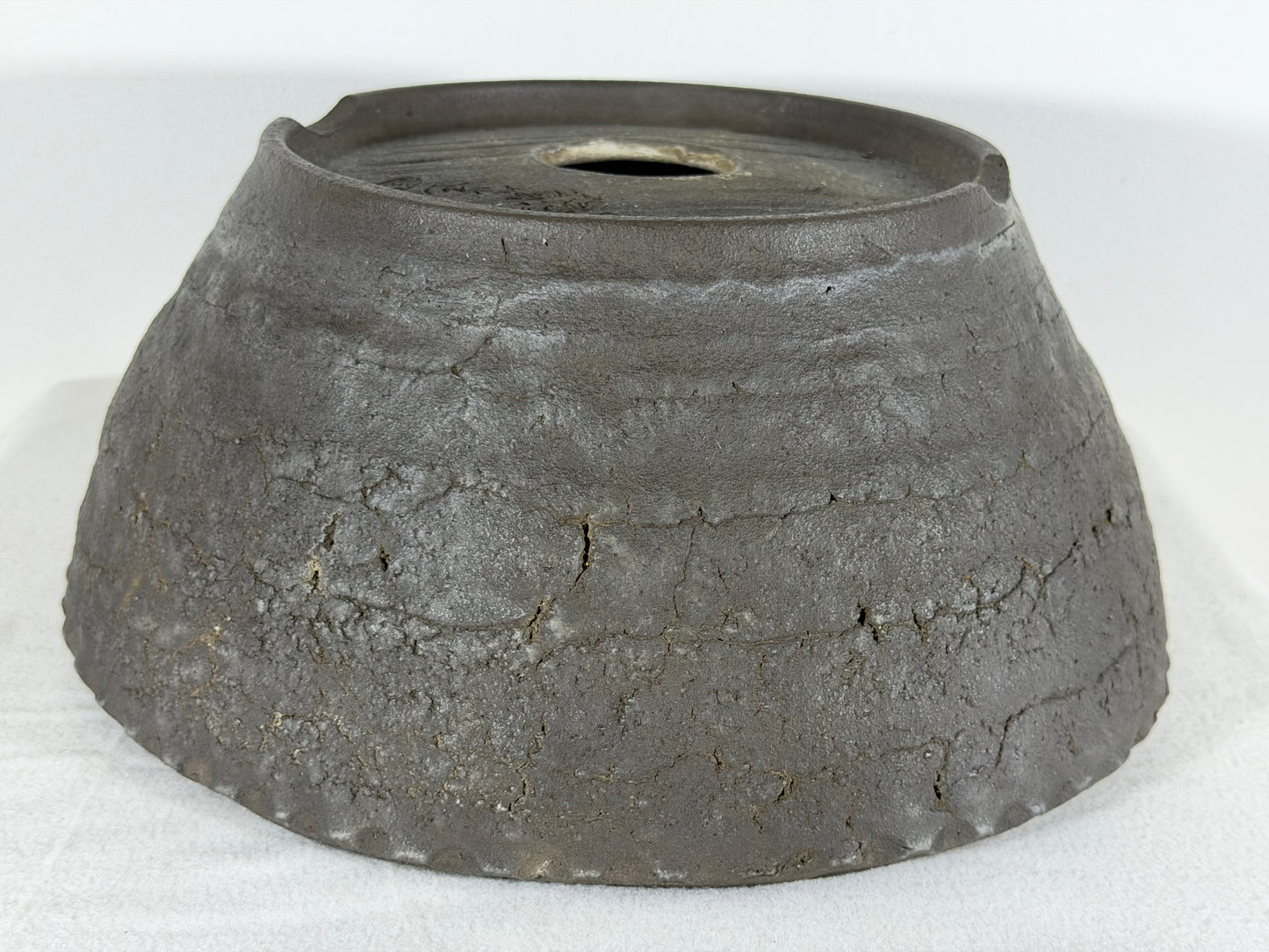 Preowned Japanese Tokoname Unglazed Round Bonsai Pot Jyuoudou - 12.25” By 5.75”