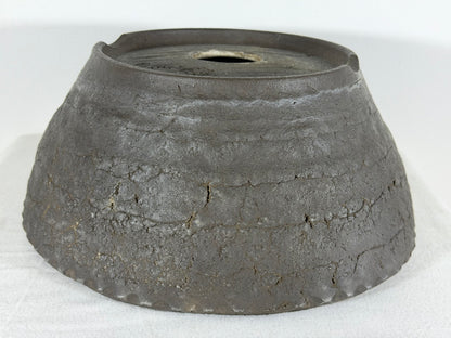 Preowned Japanese Tokoname Unglazed Round Bonsai Pot Jyuoudou - 12.25” By 5.75”