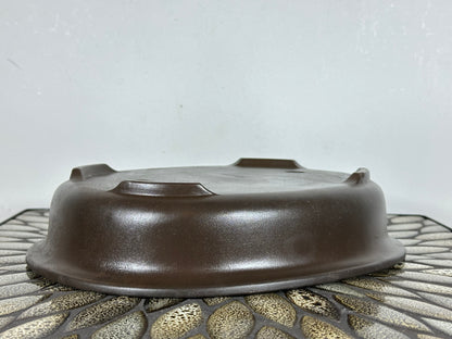 Preowned Japanese Tokoname Unglazed Oval Bonsai Pot Kaiyou - 11” By 8.75”