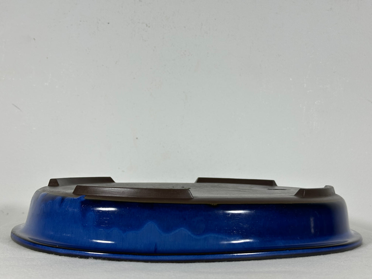 Preowned Japanese Tokoname Glazed Shallow Oval Bonsai Pot - 13.75” By 11”