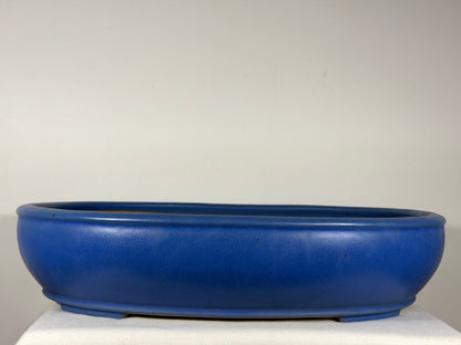 Preowned Japanese Tokoname Glazed Oval Bonsai Pot Reiho - 20” By 16.5”