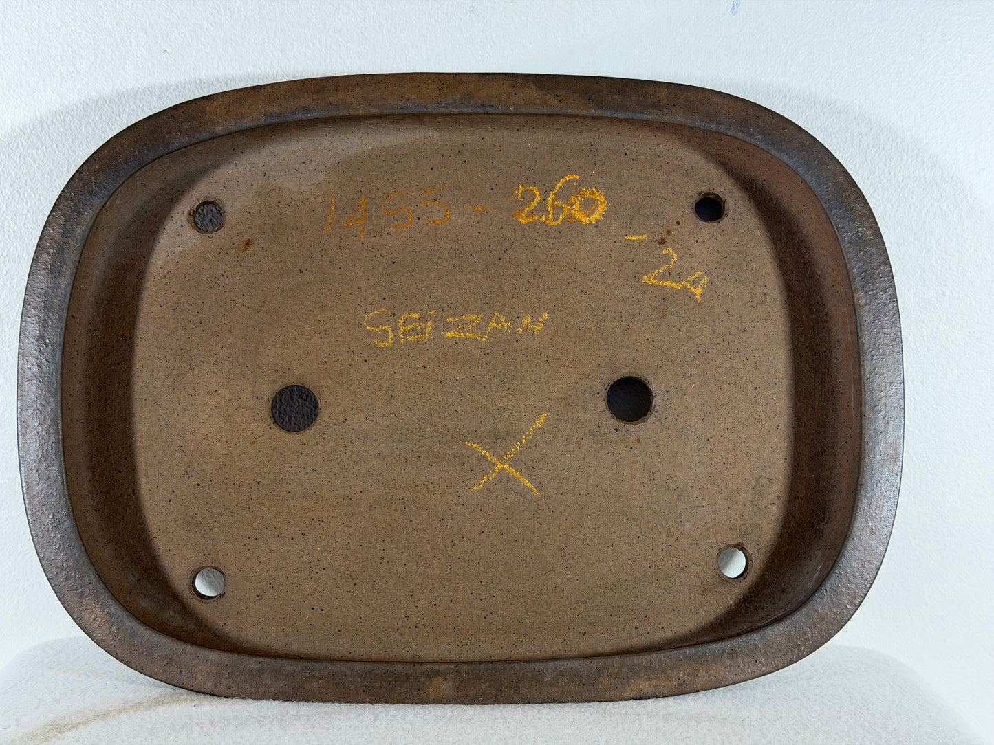 Preowned Japanese Tokoname Unglazed Rectangular Shallow Bonsai Pot Seizan - 15.25” By 11”