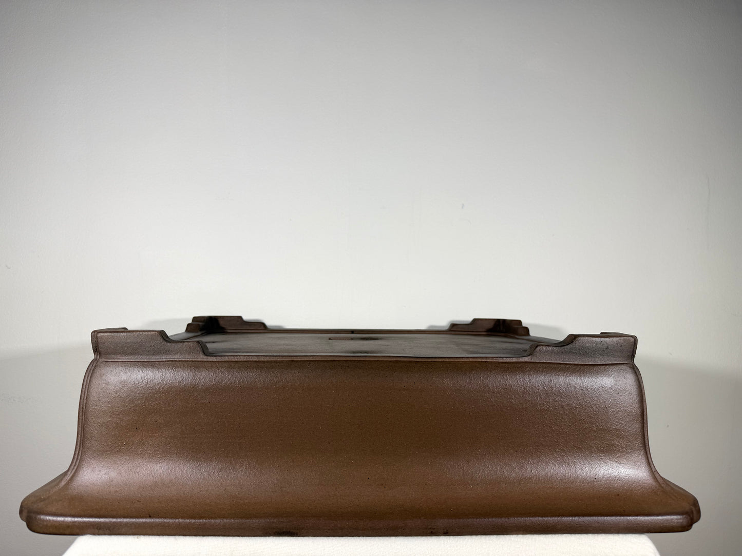 Preowned Japanese Tokoname Unglazed Rectangular Bonsai Pot Gyouzan Nakano - 21.75” By 17.5”