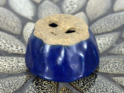 Preowned Japanese Tokoname Glazed Round Bonsai Pot Roman - 2 1/8” By 1.25”