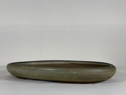 Preowned Japanese Tokoname Glazed Shallow Oval Bonsai Pot - 8.5” By 6.5”
