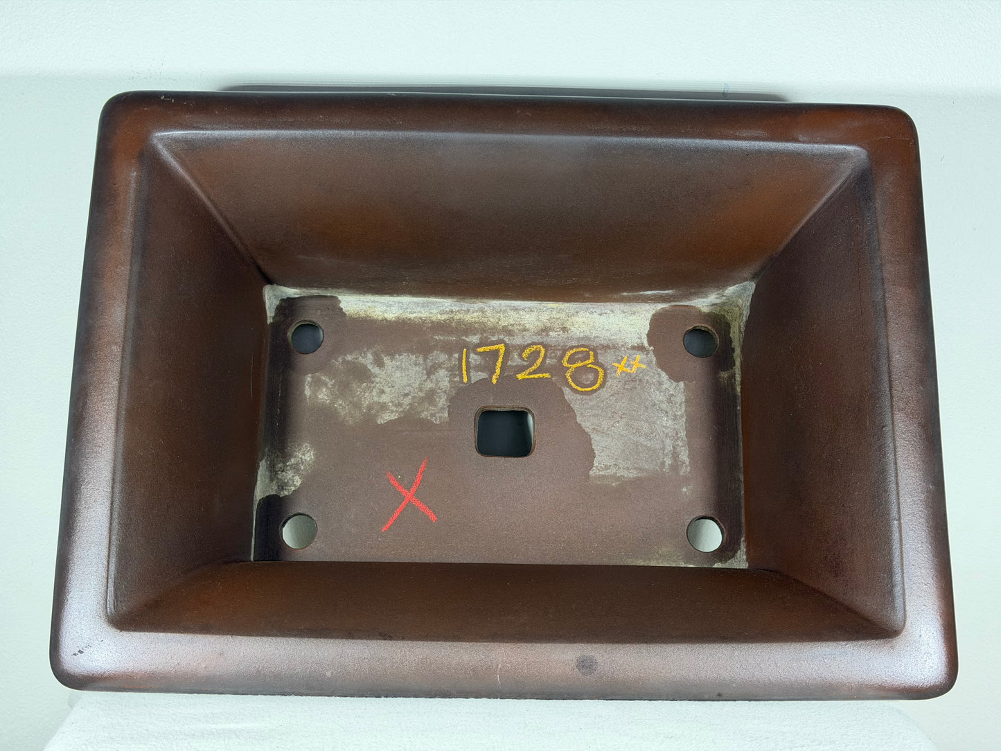 Preowned Japanese Tokoname Unglazed Rectangular Bonsai Pot Senkouen - 18.5” By 13.5”