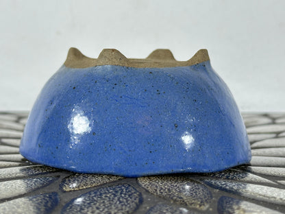 Preowned Japanese Tokoname Glazed Round Bonsai Pot with Stamps - 3.75” By 1.75”