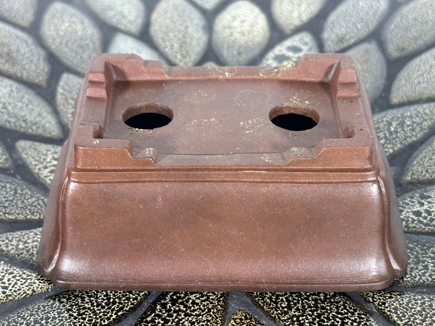 Preowned Japanese Tokoname Unglazed Rectangular Bonsai Pot - 4.25” By 3.25”