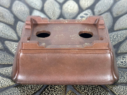Preowned Japanese Tokoname Unglazed Rectangular Bonsai Pot - 4.25” By 3.25”