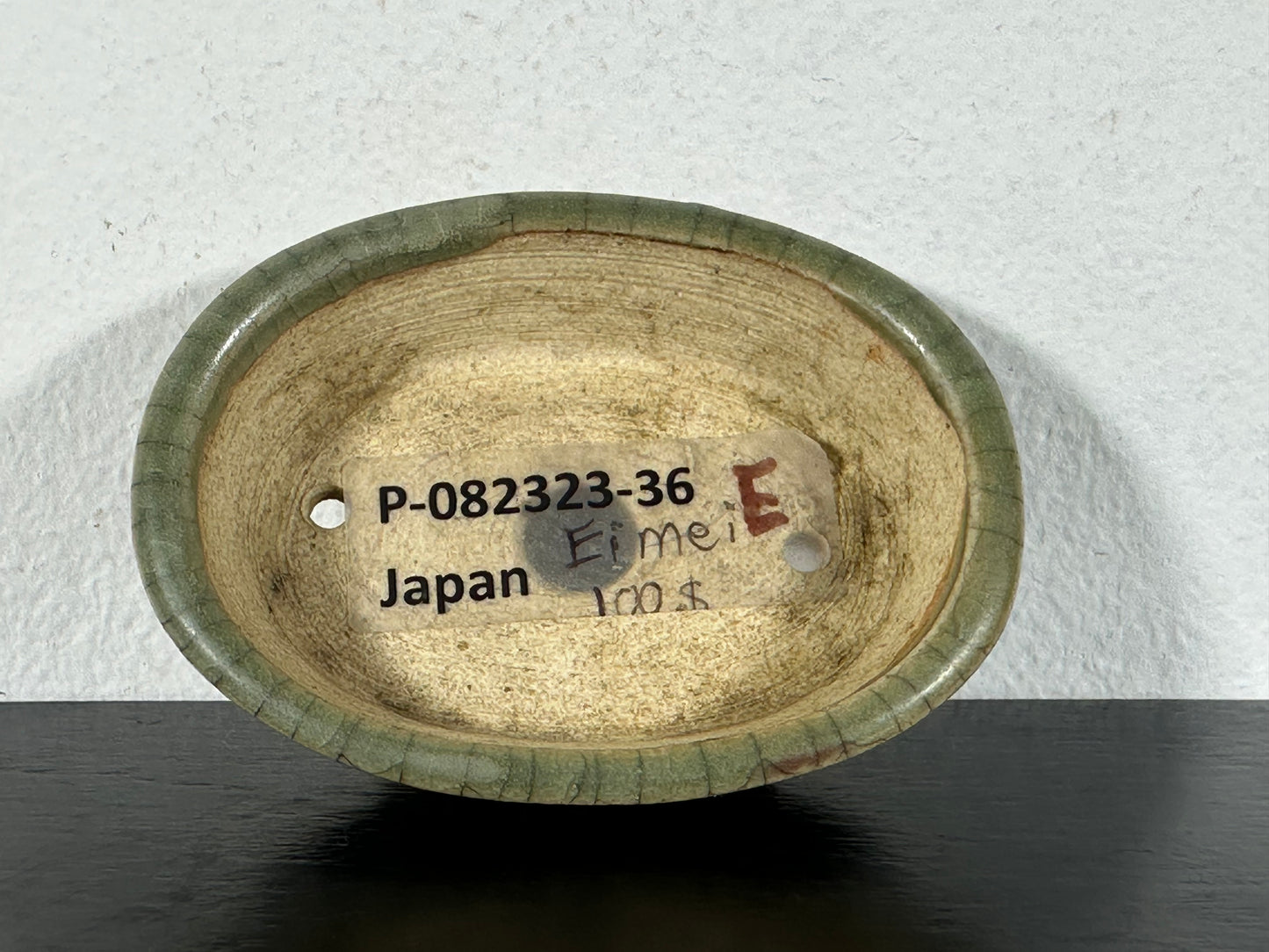 Preowned Vintage Japanese Oval Bonsai Pot By EIMEI - 2 7/8” By 2 1/8”