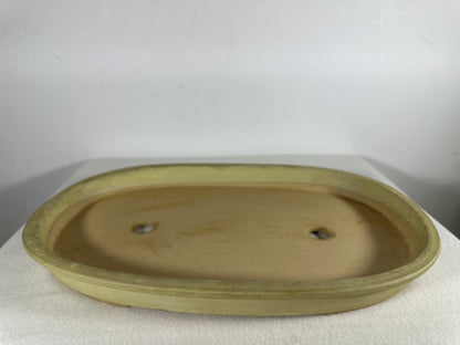 Preowned Japanese Glazed Oval Shallow Bonsai Pot - 13.25” By 8.5”