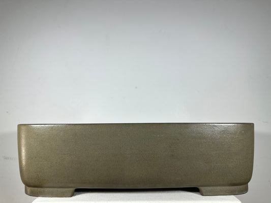 Preowned Japanese Tokoname Unglazed Rectangular Bonsai Pot Seizan - 22.25” By 16.25”