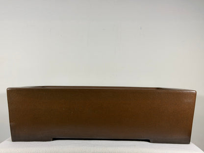 Preowned Japanese Tokoname Unglazed Rectangular Bonsai Pot Gyouzan Nakano - 16.5” By 12.75”