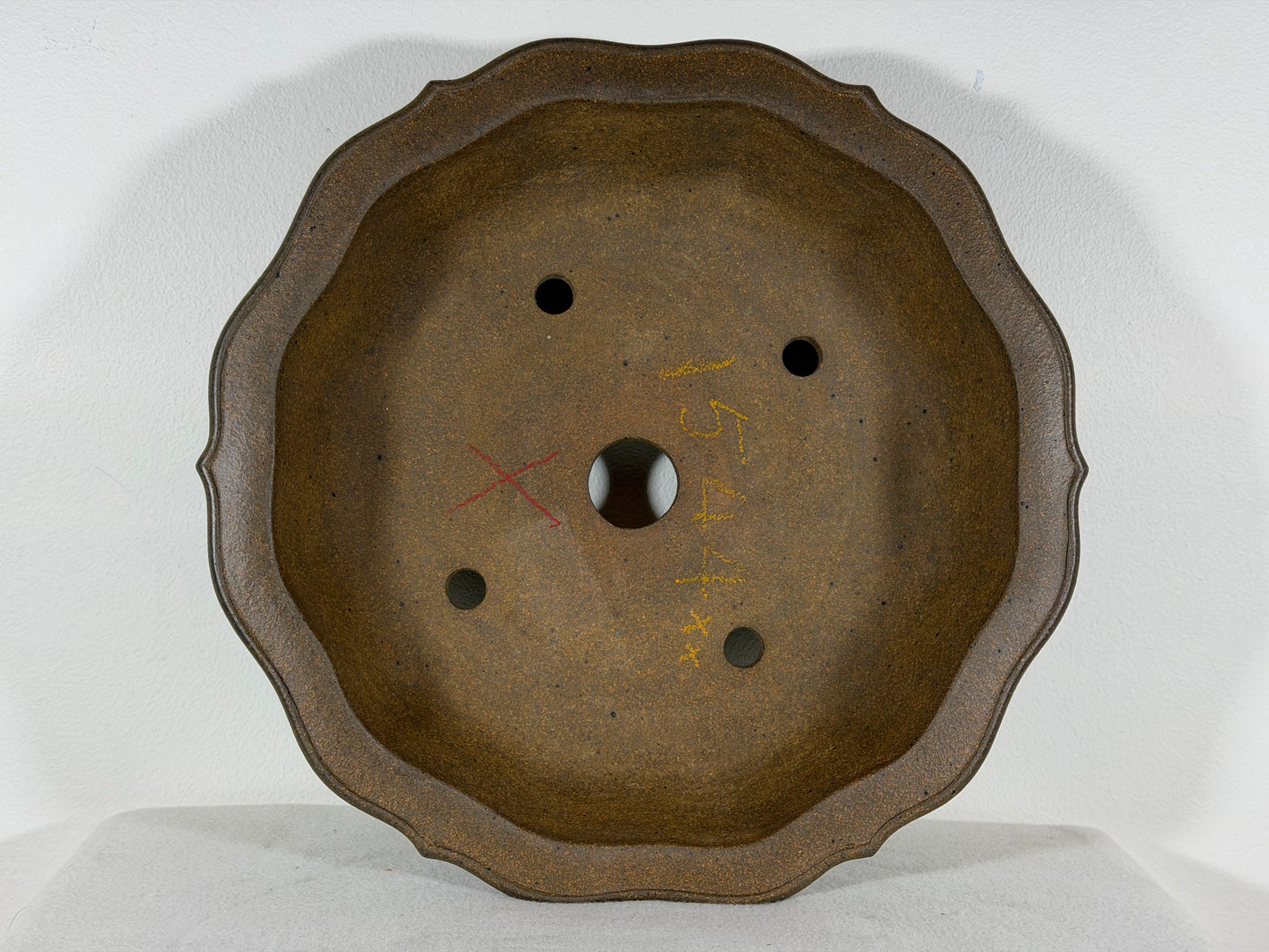 Preowned Japanese Tokoname Unglazed Rinka Style Bonsai Pot Kosyousen - 13” By 12.5”