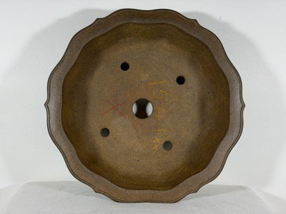 Preowned Japanese Tokoname Unglazed Rinka Style Bonsai Pot Kosyousen - 13” By 12.5”