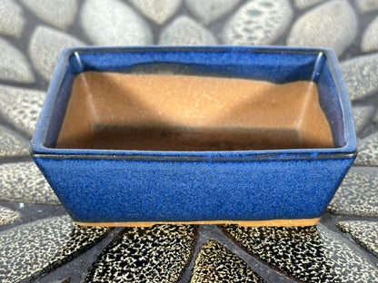 Preowned Japanese Tokoname Glazed Rectangular Bonsai Pot - 3.25” By 2.25”