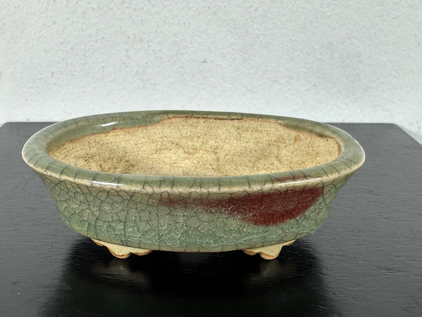 Preowned Vintage Japanese Oval Bonsai Pot By EIMEI - 2 7/8” By 2 1/8”