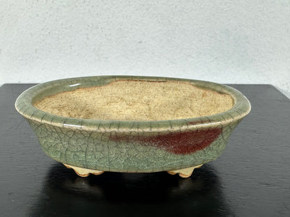 Preowned Vintage Japanese Oval Bonsai Pot By EIMEI - 2 7/8” By 2 1/8”